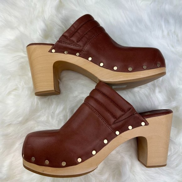 PAIGE Robbie Studded Clog in Whisky Brown Leather - Picture 7 of 9